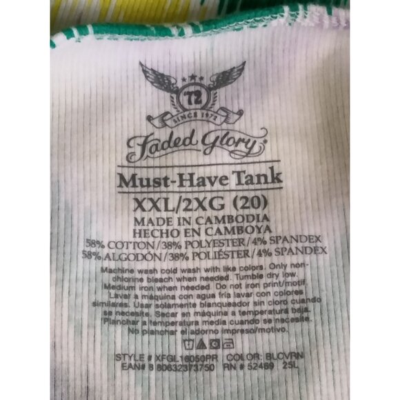 Faded Glory Multicolor Casual Scoop Neck Chevron Print Sleeveless Tank Top XXL - Picture 6 of 6